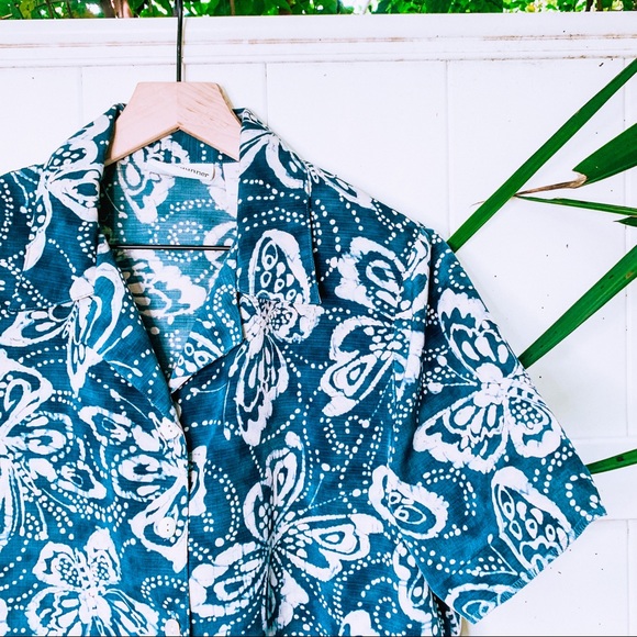 vintage vsco y2k butterfly crop button up popover - Picture 7 of 9